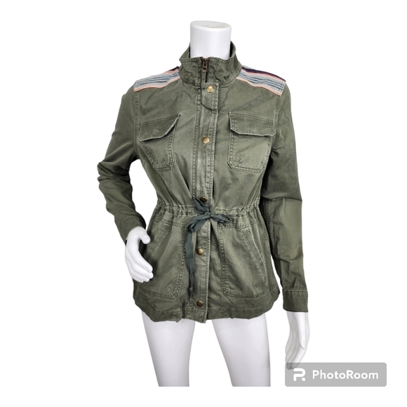 Lucky Brand Military Style Utility Green Jacket Size M - Picture 1 of 14